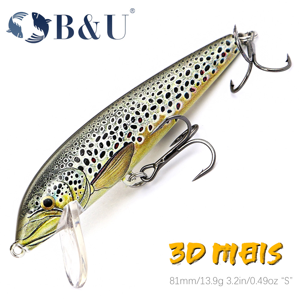 Fishing Lure Jerkbait - B&U 80mm Tonąca przynęta Minnow Wobbling