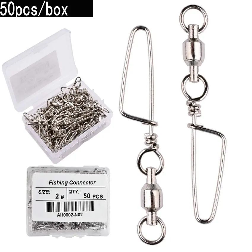 Fishing Lure Box - 50 szt. Krętlik z łożyskiem kulkowym